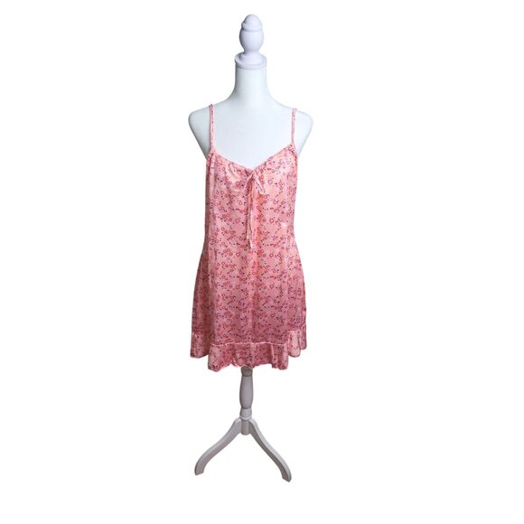 Vintage Pink Floral Spaghetti Strap Dress With Ruffle Hem XL - Picture 2 of 8